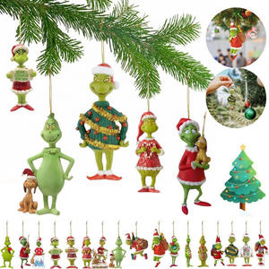 Lustige Weihnachtsdeko, 2D Weihnachts-Acryl <span class=keywords><strong>Grinch</strong></span>-Anhänger, Grüner Weihnachtsbaumschmuck zum Aufhängen, Christbaumanhänger-Zubehör - Product Image 1