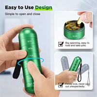 Organisateur de pilules portable hebdomadaire 7 jours, porte-clés étanche en alliage d'aluminium, options multicolores, logo personnalisable pour un rangement facile