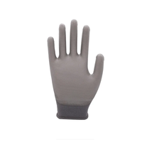 Gants de travail gris légers CE 4131X avec revêtement en PU pour l'assemblage électronique, l'entrepôt et le jardinage – Gants en polyuréthane gris avec paume enduite de PU