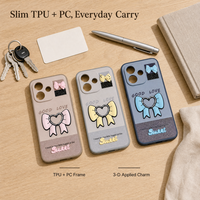 Coque de téléphone iPhone 16 Pro Max en TPU avec motif imprimé, applique nœud, autocollant cœur, paillettes, mignonne, bicolore, 2-en-1, vente en gros