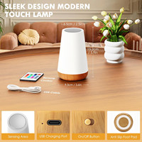 Vente chaude Creative Copie Bois Rechargeable Veilleuse 13 Couleurs Luminosité Réglable Tactile Pat Contrôle Lampe De Table