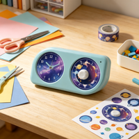Réveil numérique LCD à double écran LongDeli avec contrôle tactile, compte à rebours (60 min), heure fixe (1-6 heures), pile AA