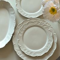 Assiette à dîner et à dessert de style français vintage rétro, en céramique, résistante au micro-ondes, pour le petit-déjeuner, usage domestique