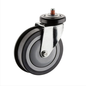 Hot bán 5 \ "PU xoay thang cuốn Caster với 12mm Đầu lỗ kích thước OEM hỗ trợ bóng Mang Giỏ Hàng Bánh xe đẩy Castor - Product Image 5