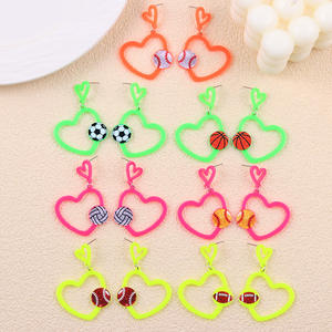 Pendientes <span class=keywords><strong>de</strong></span> San Valentín con Forma <span class=keywords><strong>de</strong></span> Corazón Fluorescente, <span class=keywords><strong>de</strong></span> Béisbol, Fútbol Americano, Baloncesto, <span class=keywords><strong>Voleibol</strong></span>, Rugby, Acrílicos - Product Image 1