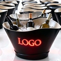 Seau à glace LED personnalisable et coloré avec logo, refroidisseur de bouteilles de vin et de bière, présentoir pour boîte de nuit, bar, club