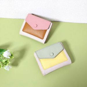 YY Summer Color PU Bifold Credit <b>Card</b> <b>Holder</b> Minimalist Zipper Coin Pocket Slim Minimalist <b>Card</b> <b>Holder</b> <b>Wallet</b> <b>for</b> Gifts - Product Image 2