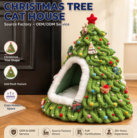 Lit pour chat en forme d'arbre de Noël tricoté à la main, nid douillet pour animaux de compagnie, grotte de sommeil sécurisée pour l'hiver, pour chats et petits chiens