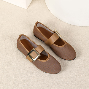 Zapatos Mary <span class=keywords><strong>Jane</strong></span> de malla transpirable para mujer, nuevos, con hebilla cuadrada, punta redonda, correa de boca baja y suela plana. - Product Image 5
