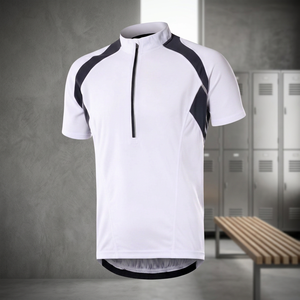 Maillot de Ciclismo Blanco para Hombre, Manga Corta con Media Cremallera y Detalles Negros, Impresión por Transferencia Térmica, Proveedor Destacado - Product Image 2