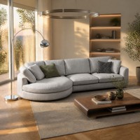 Modernes Graues Stoff-Ecksofa mit Chaiselongue Gepolstert für Wohnzimmer Apartment Hotel Großhandel Fabrik