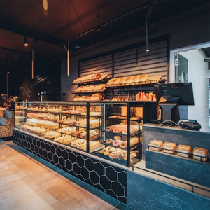 Expositor de acrílico de alimento de transparência do oem, rack de exibição de doce da rosquinha do pão, padaria, sapateira, armário