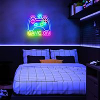 Enseigne néon LED « GAME ON » pour manette de jeu, lumière LED RGB à intensité variable pour la décoration de la salle de jeu, de la « caverne » du joueur ou de l'installation de jeu.