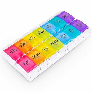 Vente en gros de boîte de rangement à 14 compartiments, organiseur de pilules, boîte à pilules hebdomadaire pour 7 jours - Product Image 2