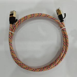 1เมตรบางเฉียบ CAT8 32AWG BC ตัวนำ PVC OD:4.0 cotton braided OD:4.6ชุบทอง<span class=keywords><strong>หัว</strong></span> RJ45สายเคเบิล - Product Image 5