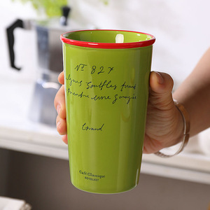 Customized <b>Ceramic</b> Coffee Tumbler Retro <b>Ceramic</b> <b>Mug</b> Without Handle Breakfast Cup for Cereal and Milk - Product Image 6