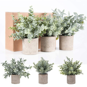 Bonsaï artificiel en eucalyptus, plante verte artificielle floquée, mini arbuste décoratif pour la décoration de la maison - Product Image 5
