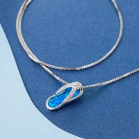 Hawaïen Hibiscus Plumeria Fleur Flip Flop Opale Pendentif Collier Bijoux De Plage
