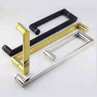 Poignée de porte moderne double face en acier inoxydable, verre trempé, design contemporain, garantie 5 ans, personnalisable pour salle de bain
