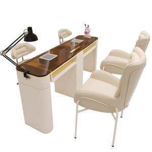 Juego de Mesa y Silla de Manicura de Lujo Moderno, Mesa de Manicura con Marco de Hierro y Tapa de Vidrio, Muebles para Manicura Profesional - Product Image 4