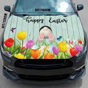 5X4ft Custom Car Hood Cover <b>Flags</b> Easter Bunny Festival Sports Games Suitable for Most Cars and SUVS Best Gift Hood Cover - Product Image 1