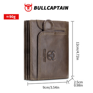 BULLCAPTAIN <b>Mens</b> Genuine Leather Blocking RFID <b>Wallet</b> Bifold Money Credit Card Holder Purse <b>Wallet</b> <b>for</b> Man Zipper Coin Purse - Product Image 5