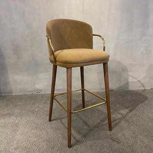 Tabouret de <span class=keywords><strong>bar</strong></span> confortable en velours avec pieds en bois de frêne massif, <span class=keywords><strong>chaise</strong></span> de <span class=keywords><strong>bar</strong></span> réglable en hauteur avec accoudoirs dorés pour la maison, la cuisine, le café, la terrasse, le <span class=keywords><strong>bar</strong></span> - Product Image 5