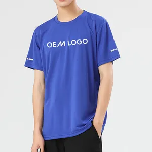 Toptan özel tasarımcı baskılar Logo Polyester hızlı kuru artı boyutu tişörtleri boş koşu eğitim spor kısa kollu tişörtleri