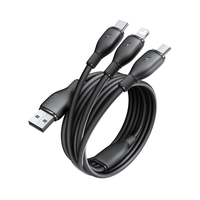 Câble de charge rapide trois-en-un Baseus ultra-rapide USB-A vers M+L+C 3.5A 1.3m Noir Blanc Bleu Violet en gros