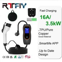 Nouvelle conception de station de recharge portable pour véhicules électriques 16A avec écran, application intelligente pour la maison, type 1, 3,5 kW, chargeur mobile pour véhicules électriques, certifié CE