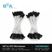 Câble de raccordement monoconducteur 22AWG 187T vers 187T, 130 mm, isolé PVC blanc, pour connexion d'alimentation d'appareils électroniques