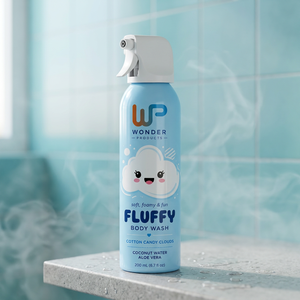 Lotion Lavante Corporelle en Spray Fluffy Marque Blanche 200 ml Sans Parfum Aloe Vera Vitamine E Texture Légère Nettoyant Moussant Hydratant pour - Product Image 1