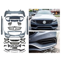Kit de Carrocería para Benz Clase C W205 2016-2020, Parachoques Delanteros y Traseros, Faldones Laterales, Alerón Trasero, con Luces Antiniebla