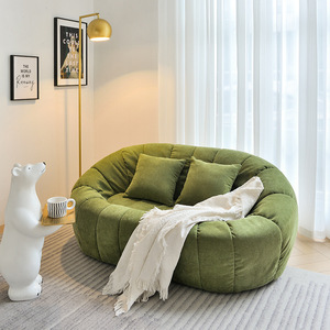 Canapé ovale en laine d'agneau avec rembourrage en mousse, meubles de salon confortables pour adultes, design minimaliste moderne - Product Image 3