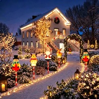 Lampes solaires LED cinq-en-un pour Noël, décoratives, étanches, en forme de pentagramme et de flocon de neige, pour l'aménagement paysager extérieur