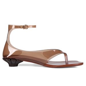 Sandalias de Tacón Bajo Tipo Chanclas para Mujer, con Tira <span class=keywords><strong>Transparente</strong></span>, Tacón Bajo, Estilo Mules, Elegantes - Product Image 2