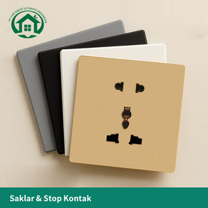 Prise universelle à 5 broches avec panneau robuste en laiton gris fer, offrant 2 prises durables pour une utilisation résidentielle et générale fiable. - Product Image 2