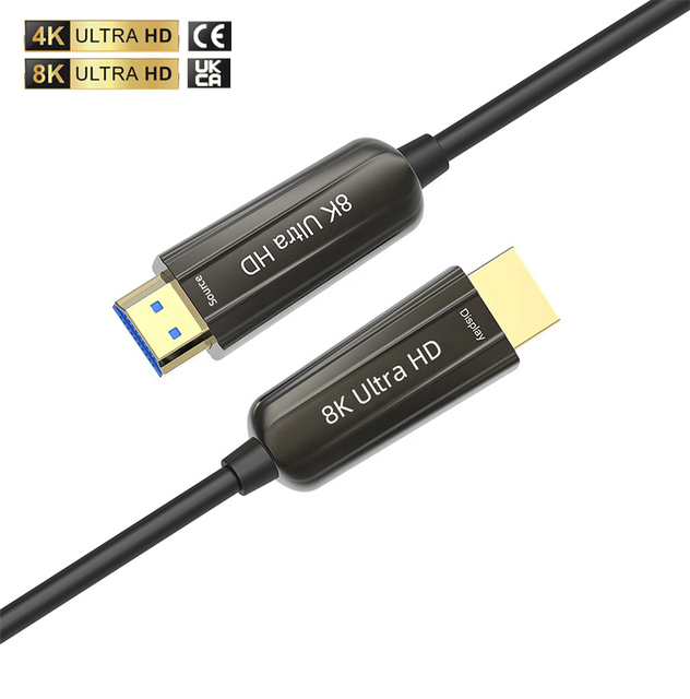 8K AOC Fiber HDMI 2.1 50M100M200M Fiber HDMI Cable the New Can Be Customized Gold PVC Polybag Combination Stock HDTV Bare Copper