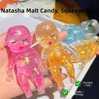 Jouet anti-stress souple et amusant pour bébé Natasha, transparent, pailleté, en maltose, à rebond lent
