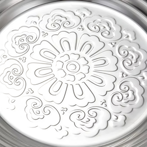 ZESHENG Assiette Classique en Acier Inoxydable à Motifs Floraux, Écologique, Plateau <span class=keywords><strong>Rond</strong></span> pour Aliments, Idéale pour l'Exportation vers le Moyen-Orient - Product Image 4
