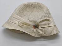 Sombrero Cloche de Poliéster Tejido Elegante Personalizado para Mujer con Lazo de Malla con Cuentas, Estilo Vintage, para Fiesta, Boda, Aire Libre