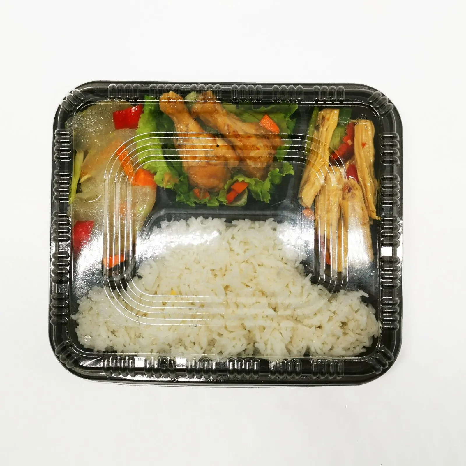Mikrodalga güvenli plastik 4 bölmeli yemek hazırlama saklama kabı Bento yemek kabı