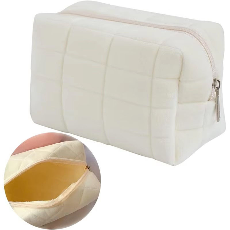 Soft Fuzzy Cosmetic Pouch for Women Large Makeup Bag Travel