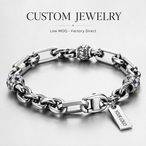 Pulseras Minimalistas <span class=keywords><strong>Yogoo</strong></span> con Cuentas de Circonita Cúbica para Hombre, Color Plateado, Cadena de Acero Inoxidable, Joyería Masculina Única, Proveedor ODM - Product Image 1