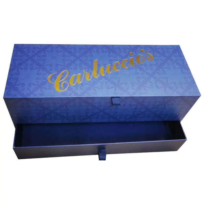 Color azul de belleza con cajón de 2 capas cartón exuberante Logotipo de estampado en caliente CALENDARIO DE Adviento embalaje caja de belleza