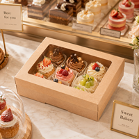 Boîtes à dessert rectangulaires personnalisées de luxe jetables en papier, imprimées en CMJN, pour l'après-midi, avec impression rigide