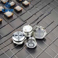 Sakelar Tombol Tekan Stainless Steel 12mm 16mm 19mm Ring LED 220V Pendek Ultra Tipis Tahan Air dengan Konektor Kabel