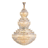 Lustres en cristal K9 de luxe modernes, grands et longs, à hauteur réglable, blanc chaud, pour villas duplex et escaliers à plafonds hauts