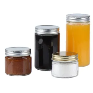 150ml 200ml 380ml 500ml Vidro Cilindro Mason Jar Food Canning Embalagem Glass Jar para Jam Honey Pickle com Metal Lid