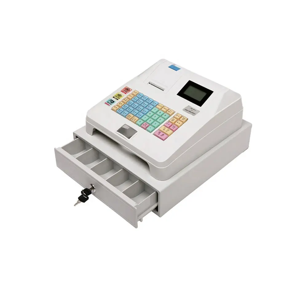 2023 nueva caja registradora electrónica Ecr 48 teclas todo en una máquina registradora POS con impresora integrada